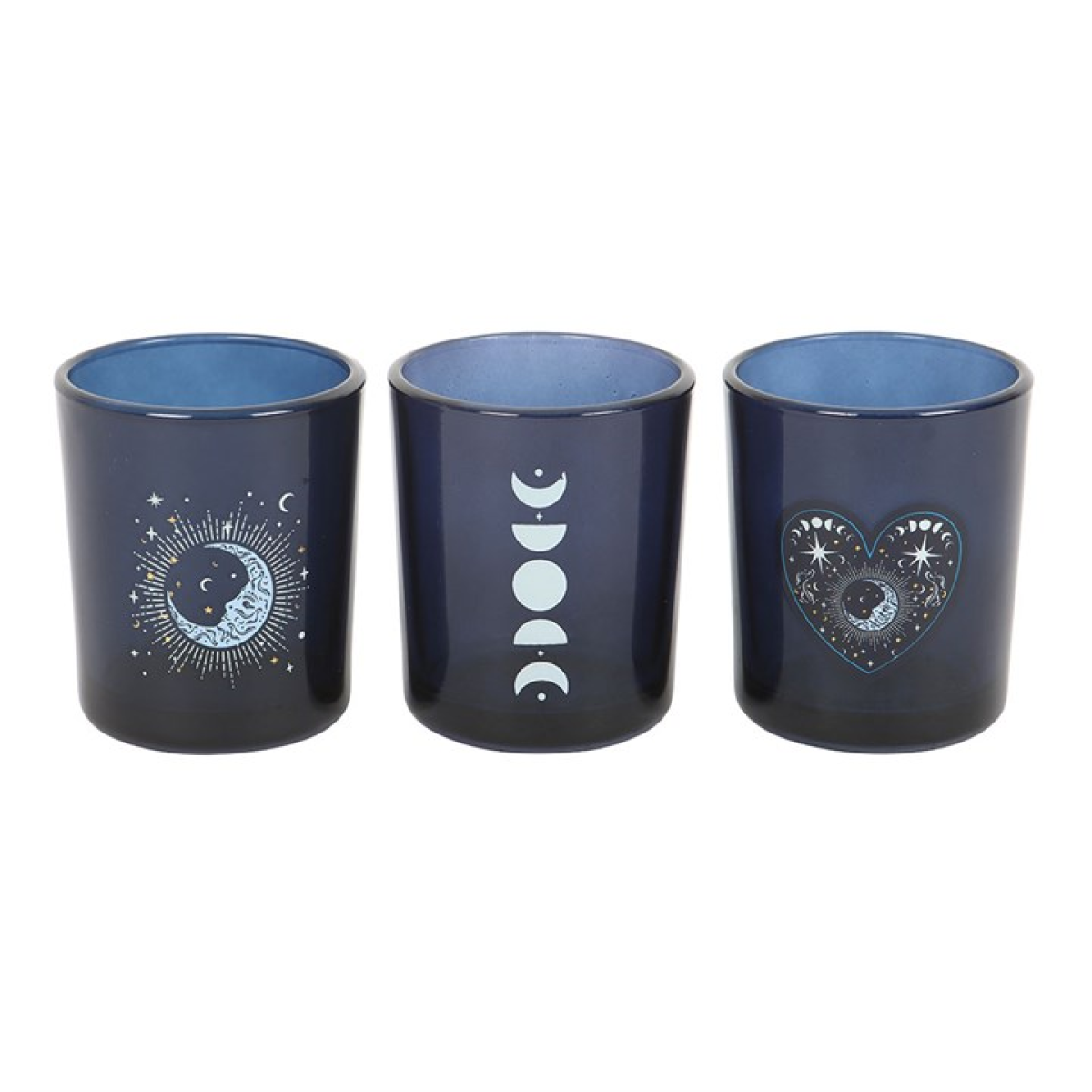 Set of 3 Blue Moon Votive Candle Holders