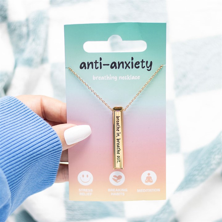 Gold Tone Anti-Anxiety Breathing Metal Necklace
