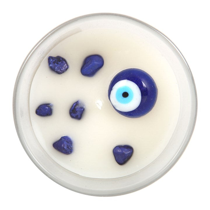 All Seeing Eye White Sage Protection Charm Candle in Glass Pot